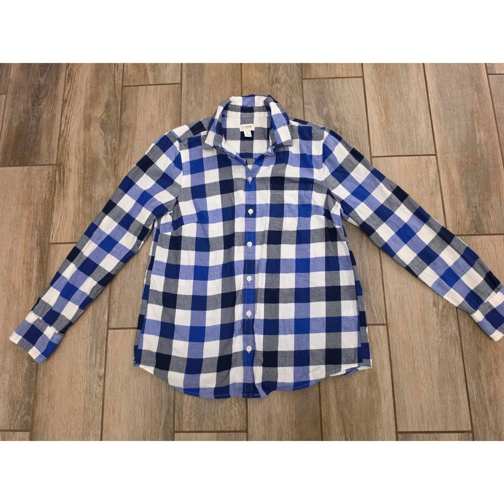 J.Crew Re-Imagined Blue White Buffalo Check Cotton Button Down Shirt Small